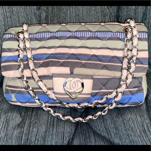 Chanel stripe flap bag heart cc closure 100% auth!